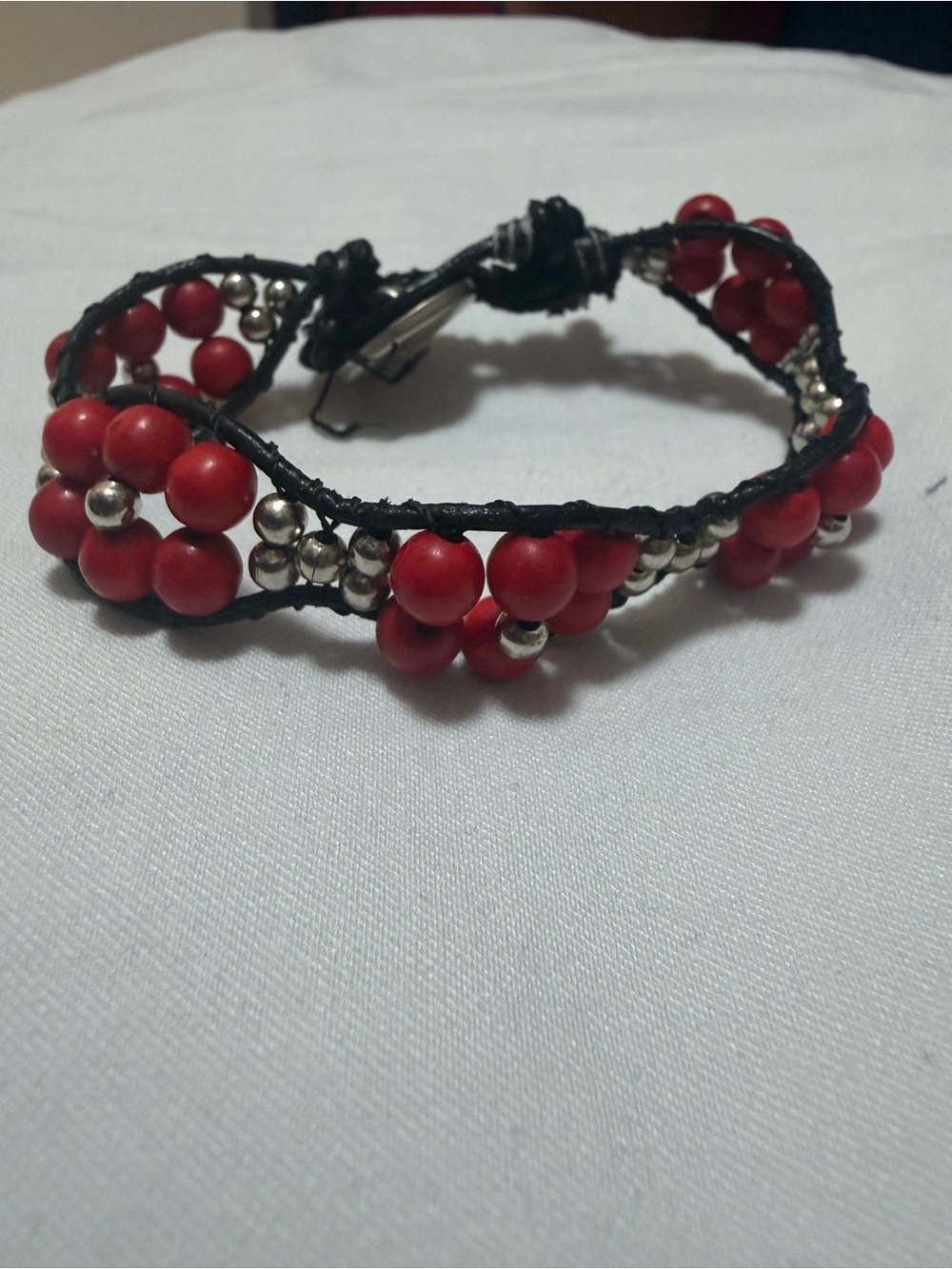 Red Beaded Bohemian Wrap Bracelet